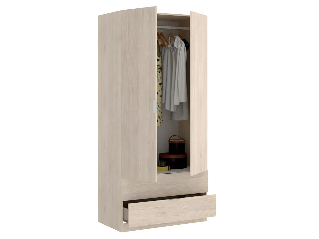 Armoire placard meuble de rangement coloris naturel - Longueur 81 x Hauteur 184 x Profondeur 52 cm