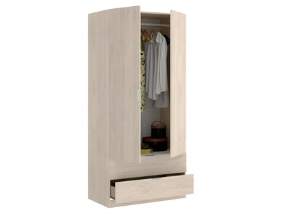 Armoire placard meuble de rangement coloris naturel - Longueur 81 x Hauteur 184 x Profondeur 52 cm