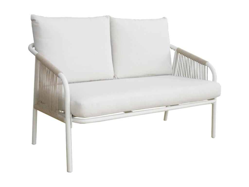 Salon de jardin Meublita en acier- 4 personnes- blanc et beige