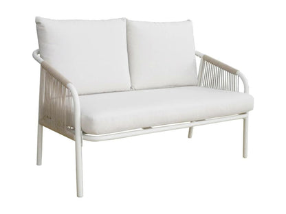 Salon de jardin Meublita en acier- 4 personnes- blanc et beige