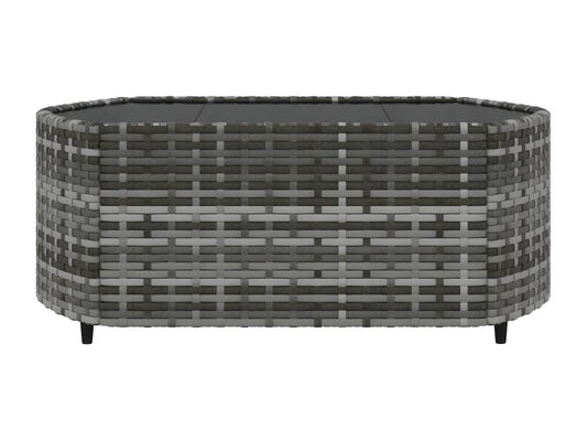 Salon de jardin 4 pcs avec coussins Gris Résine tressée