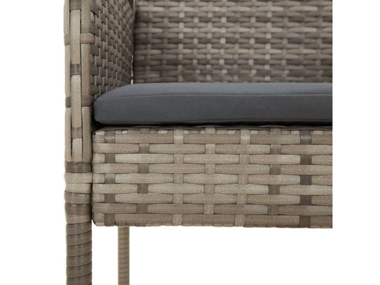 Ensemble à manger de jardin 3 pcs coussins gris résine tressée