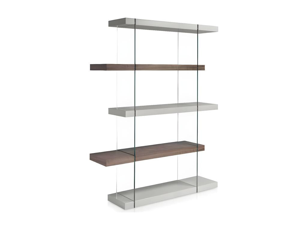 étagère moderne bois noyer et bois laqué Roma-Couleur Vertchez