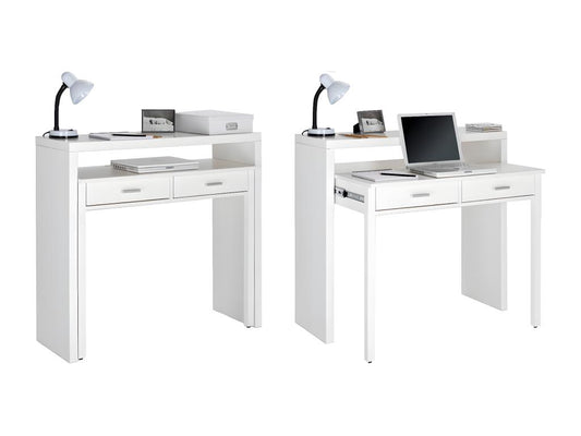 Bureau informatique Extensible d′appoint pour ordinateur 2 tiroirs blanc