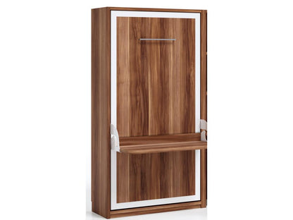 Lit escamotable vertical 90x200 avec bureau Studante-Façade Chêne clair