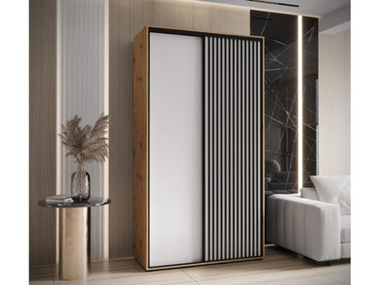 ARMOIRE Vertchez 1 à PORTES COULISSANTES 205.2/140/60 2 Portes Vertchez/Blanc