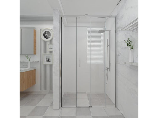 Paroi de douche 110 cm murale avec entrée facilitée avec un verre fixe et une hauteur coulissante 200 cm