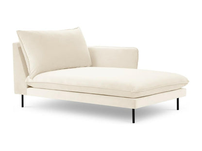 Vertchez - Méridienne droite Vertchez en velours beige clair - 170x110x95cm