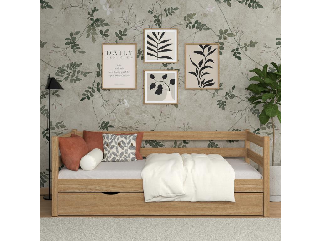 Lit banquette en chêne - avec tiroir N01 Chêne Naturel 100x190