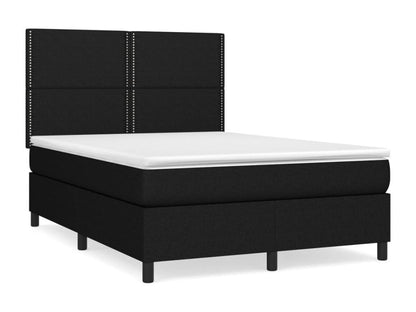 Sommier à Vertchez de lit avec matelas Noir 140x190 Tissu