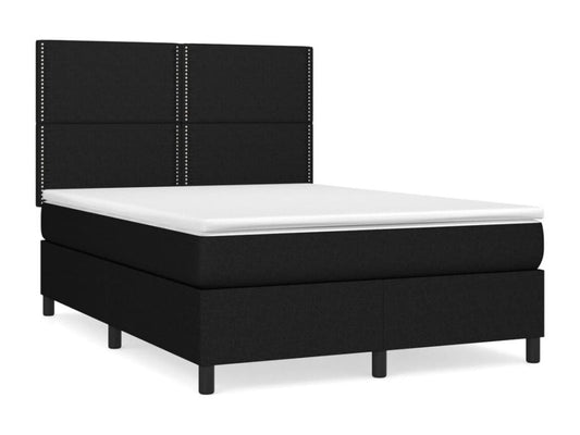 Sommier à Vertchez de lit avec matelas Noir 140x190 Tissu
