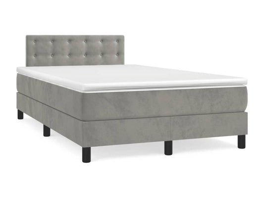 Lit à sommier tapissier et matelas Gris clair 120x200cm Velours