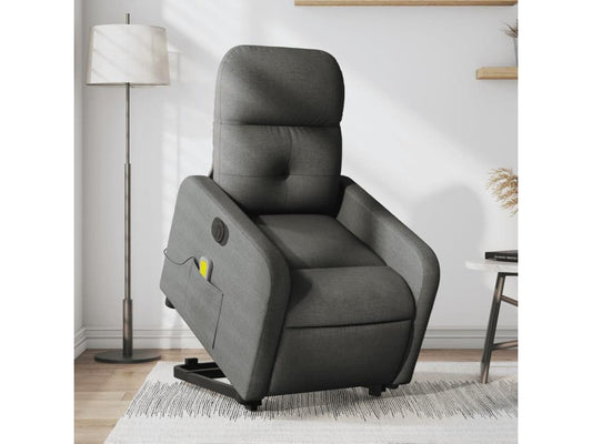 Fauteuil inclinable de massage électrique Gris foncé Tissu