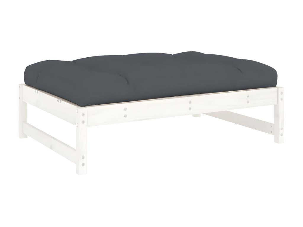 Repose-pied de jardin 120x80 cm blanc bois de pin massif