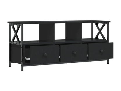 Meuble TV noir 102x33x45 cm bois d'ingénierie et fer
