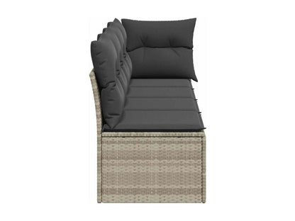 Canapé de jardin et coussins 4 places gris clair résine tressée