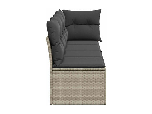 Canapé de jardin et coussins 4 places gris clair résine tressée